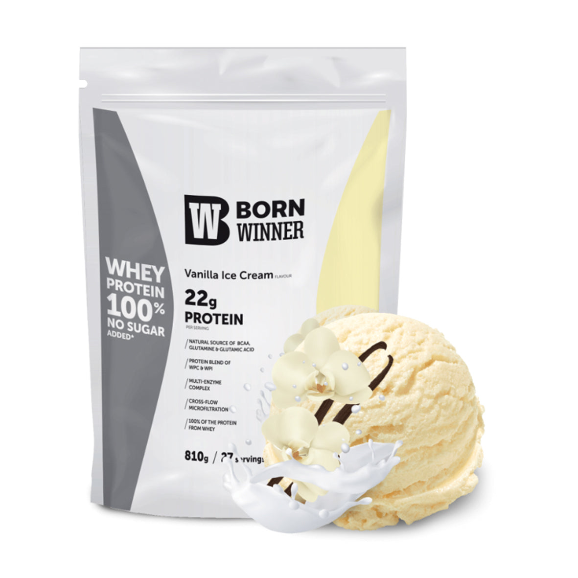 Born Winner Whey protein powder – Vanilla Ice Cream 810g