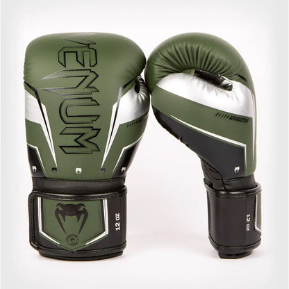 VENUM ELITE EVO KHAKI/SILVER - Boxing Gloves